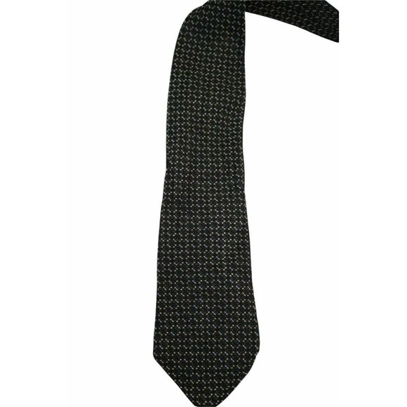Gucci Link Horsebit Pattern Silk Black Tie - Picture 1 of 3